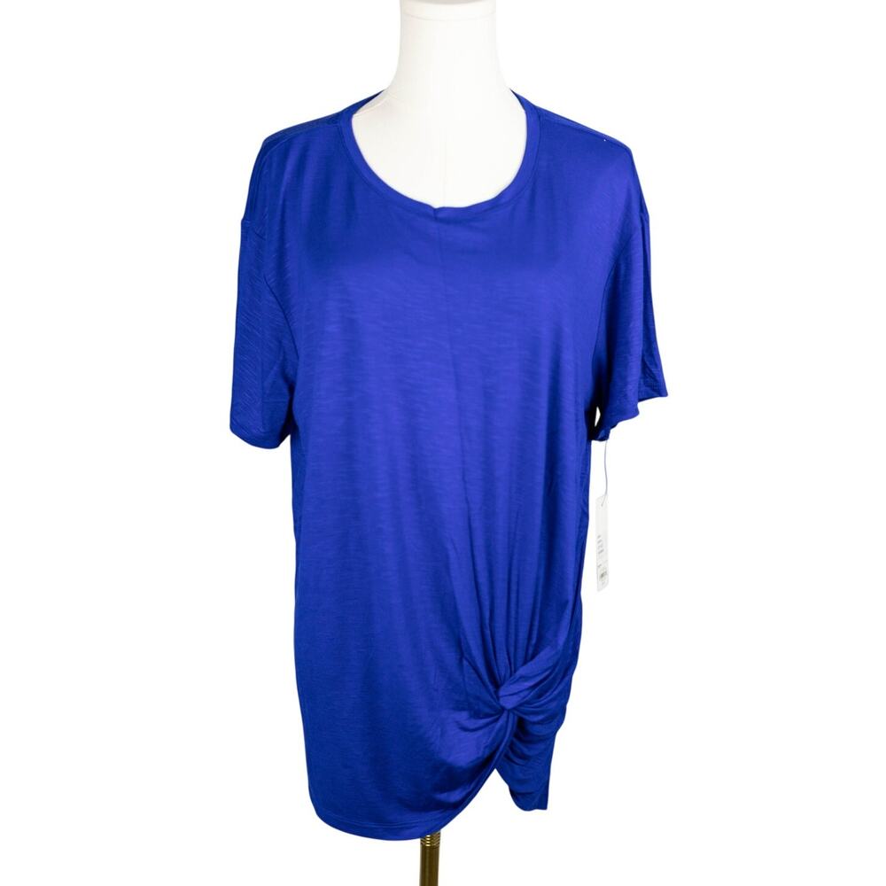 Apt 9 XL Womens Tee Knot Hem Short Sleeve Royal Blue NWT